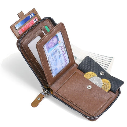Men&#39;s wallet made of leather Wax oil skin purse for men Coin Purse Short Male Card Holder Wallets Zipper Around Money Bag