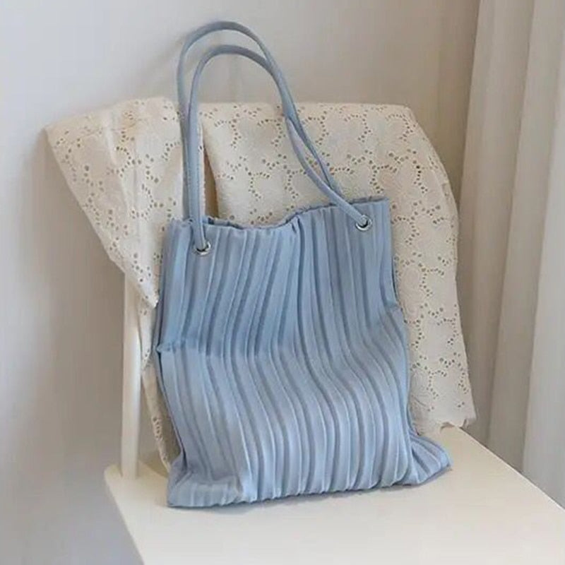 Shoulder Bags Women Solid Pleated Sweet Simple Large Capacity New Stylish All-match Designer Casual Totes PU Leather New Fashion