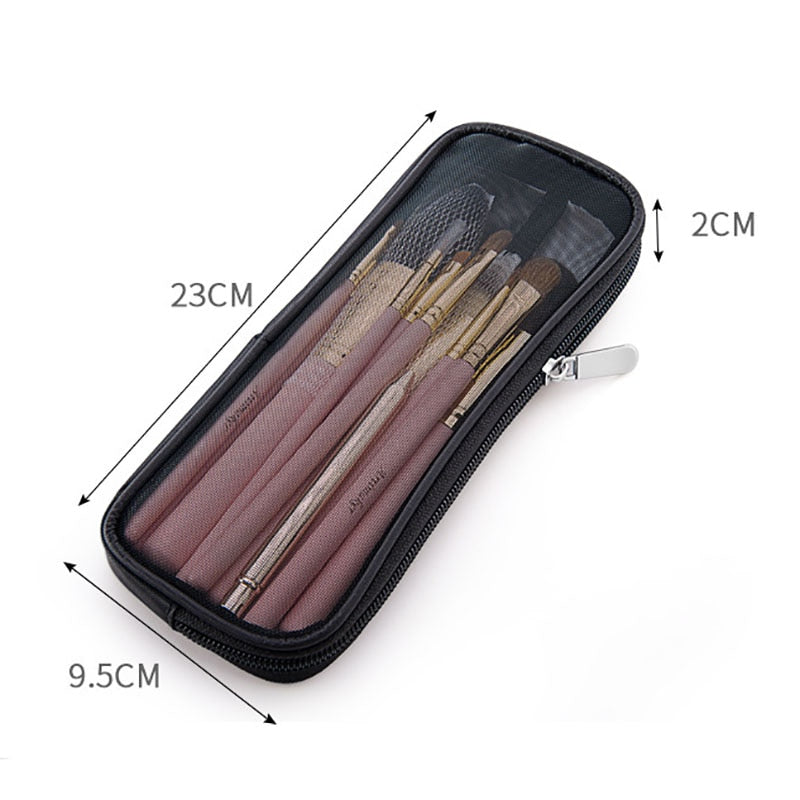 Portable Makeup Brushes Holder Case Women Mesh Cosmetic Organizer Tools Pouch Beauty Brush Bag Girl