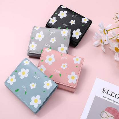 1PC Women Cute Flower Wallet Small Hasp Girl Wallet Brand Designed PU Leather Women Coin Purse Female Card Holder Wallet