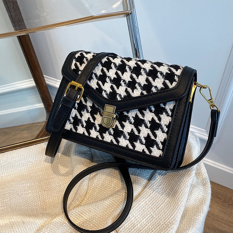 с доставкой Houndstooth Crossbody women&#39;s bag Winter Shoulder Handbags Female Luxury Trending goose foot Bag and Purses
