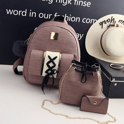 ALLKACI women backpacks bag 3 set schoolbags for girls teenager female flap crossbody bags for ladies round purse for coins 56