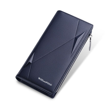 WilliamPOLO Male Genuine Leather Wallets Men Wallet Credit Business Card Holders Fashion Mobile Phone Bag  zipper Purse Handbag