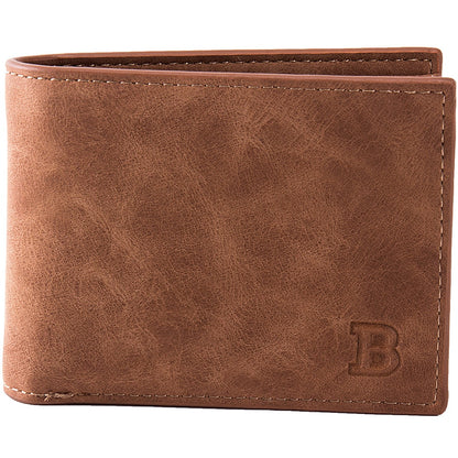 Retro Men&#39;s Wallet Business ID Card Holders Purse Small Leather Card Wallets Short Bifold Wallet for Men Slim Purses Male Wallet