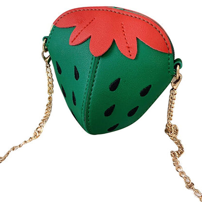Fruit Strawberry Shape Shoulder Bag Chains Crossbody Bag Women Bags Kawaii Fashion Cute Children's Kids Girls Shoulder Bag Small