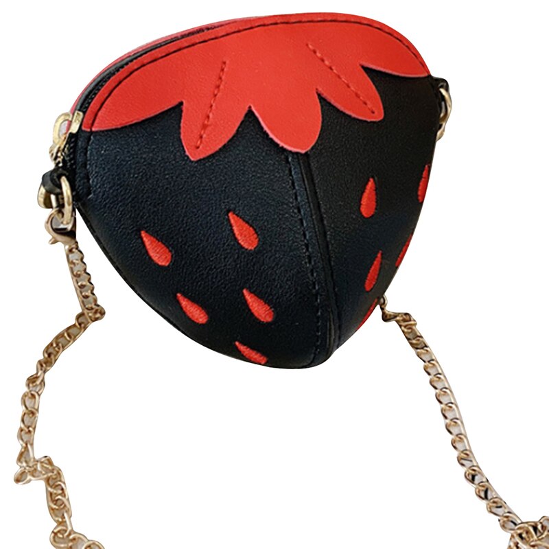 Fruit Strawberry Shape Shoulder Bag Chains Crossbody Bag Women Bags Kawaii Fashion Cute Children's Kids Girls Shoulder Bag Small
