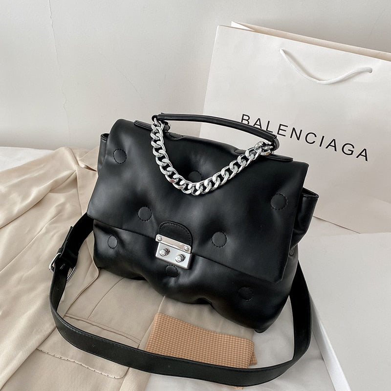 с доставкой Winter Retro Women&#39;s Shoulder padded quilted Bag luxury designer handbag Shopper Bags Space Pad Cotton  Female