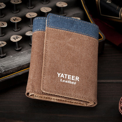 Retro Men&#39;s Wallet Business ID Card Holders Purse Small Leather Card Wallets Short Bifold Wallet for Men Slim Purses Male Wallet