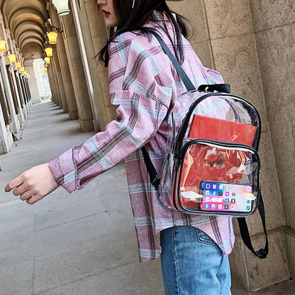 Transparent Backpacks Casual PVC Dual Shoulder Bags Travel Women Large Capacity Rucksacks Teenage Girls School Bags