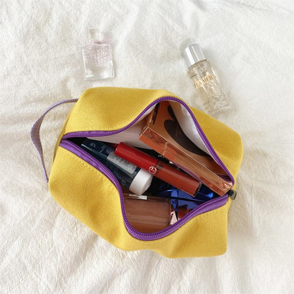 PURDORED 1 Pc Korean Style Women Cosmetic Bag Travel Canvas Makeup Bag Pouch Large Makeup Organizer Handbag Bolsa Feminina