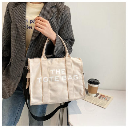 Large Capacity Canvas Tote Women Shoulder Bag Letter Printed Crossbody Bags for Women Casual Cloth Women Handbag Big Shopper Bag