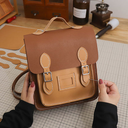 Retro Handmade Backpack Shoulder Messenger Bag  New Hand-Woven Bag Diy Material Back Cambridge Bag Homemade Gift