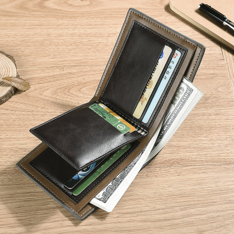 Fashion Brand Wallet Men Leather Men Wallets Purse Short Male Clutch Leather Wallet Mens Money Bag Quality Guarantee