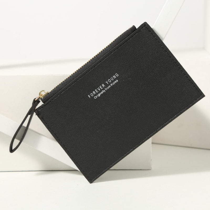Men&#39;s Women&#39;s PU Zipper Cash ID Card Credit Card Holder Pure Color Mini Business Card Case Name Card Holder Holiday Gift