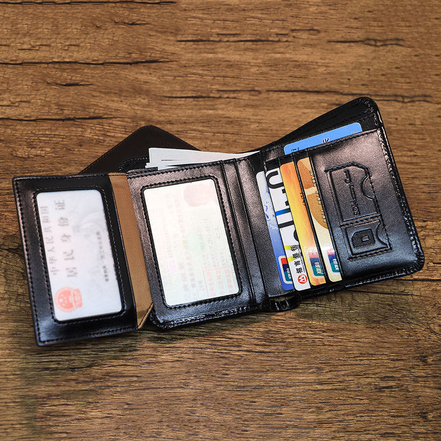 Ciephia Classic Style Genuine Leather Rfid Wallets for Men Thin Short Multi Function Tri Fold Card Holder Male Purse Money Clip