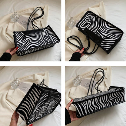 Zebra Striped Shoulder Bags Women Vintage Chic PU Leather Korean Style Ladies All-match Daily Bolsa Large Capacity High Quality
