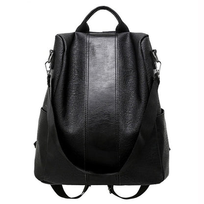 Large Capacity Shoulder Bags School Backpacks For Teenage Girl PU Leather Travel Shoulder Bag Black Bagpack