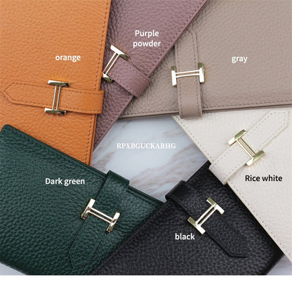 Genuine Leather Women Wallets Luxury Long Hasp Lychee Pattern  Coin Purses Female Brand Solid Colors New Thin Clutch Phone Bag
