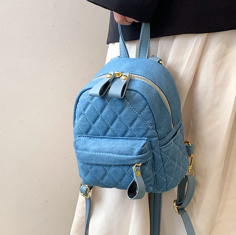 Fashion Mini Backpack Women Shoulder Bag for Teenage Girls Multi-Function Small Bagpack Ladies Travle Denim female Backpacks