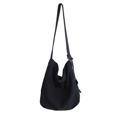Minimalist Style Solid Shoulder Bags 100% Cotton Unisex Solid Crossbody Bags Canvas Packages South Korea Casual Messenger Bags