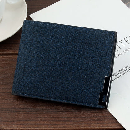 Men&#39;s Fashion Canvas Wallet Short Multi-card Coin Purse Casual Soft Business Clutch Wallet Male Youth Horizontal Card Holder PU