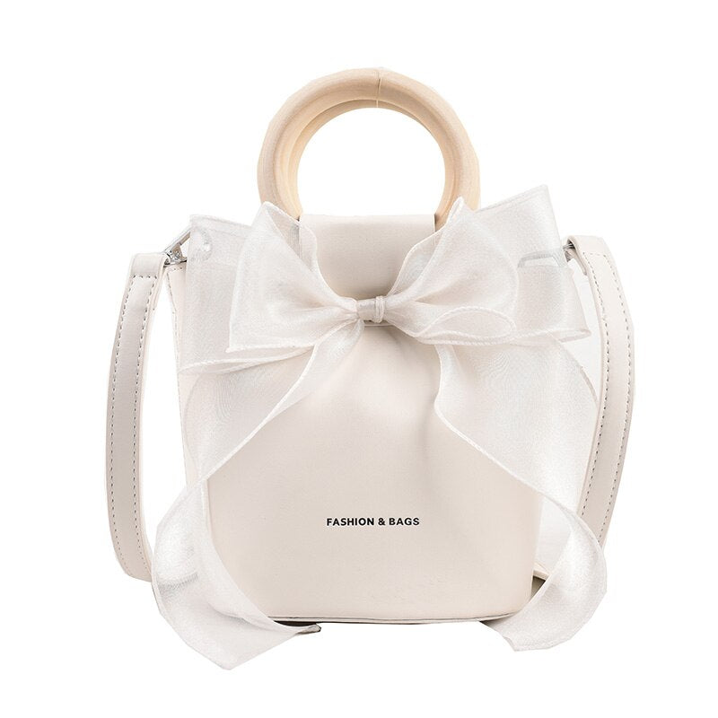 Cute Muslin Bow Women Bag Luxury Brand Design Female Pu Leather Handbags Mini Small Shoulder Crossbody Bags For Ladies Party Sac