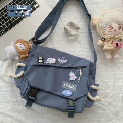 Fashion Shoulder Bags for School Teens Fun Anime Cartoon Large Size Crossbody Bag for Girl Canvas Hip Hop