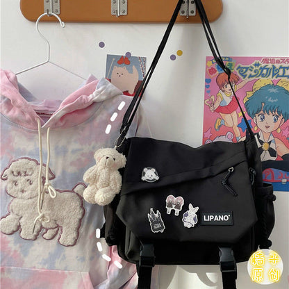 Fashion Shoulder Bags for School Teens Fun Anime Cartoon Large Size Crossbody Bag for Girl Canvas Hip Hop