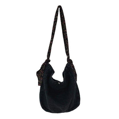 Large Capacity Canvas Shoulder Bags For Women Solid Fashion Fold Female Handbag Jean Big Shopping Eco Bag Denim Crossbody Bags