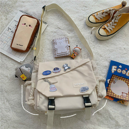 Fashion Shoulder Bags for School Teens Fun Anime Cartoon Large Size Crossbody Bag for Girl Canvas Hip Hop