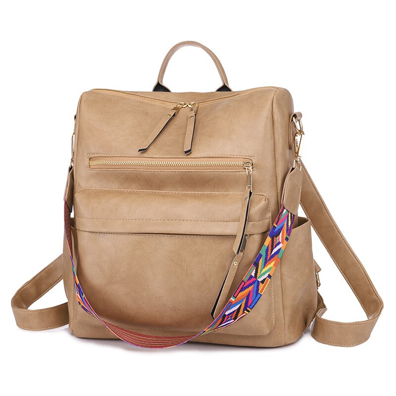 Multifunction Soft Leather Women Waterproof Backpack Capacity Travel Backpack High Quality Retro School Bags for Teenage Girls