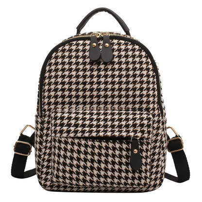 Luxury Brand Women Small Backpack Cotton and Pu Leather Backpacks for Teenager Girls Fashion Multifunction Lady Travel Back Bag