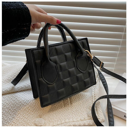 Fashion Pu Leather Women Shoulder Bag High Quality Checkered Crossbody Bag Woman Luxury Designer Casual Women Messenger Bag