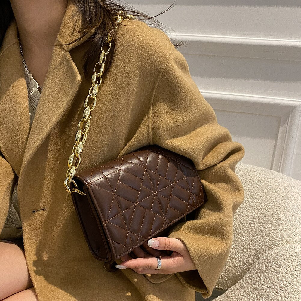 Simple Solid Color Ladies Shoulder Bags Small Female Embossing Geometric Shopping Armpit Bags PU Leather Underarm Bags