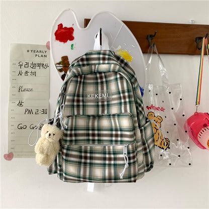 Simple Striped Backpacks Women Cute Student Plaid School Bag for Teenage Girls Harajuku Female Fashion Travel Backpack Kawaii