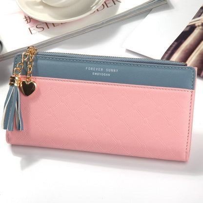 Long Women&#39;s Wallet Female Purses Tassel Coin Purse Card Holder Wallets Female Pu Leather Clutch Money Bag Pu Leather Wallet