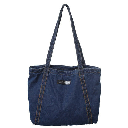Large Capacity Canvas Shoulder Bags For Women Solid Fashion Fold Female Handbag Jean Big Shopping Eco Bag Denim Crossbody Bags