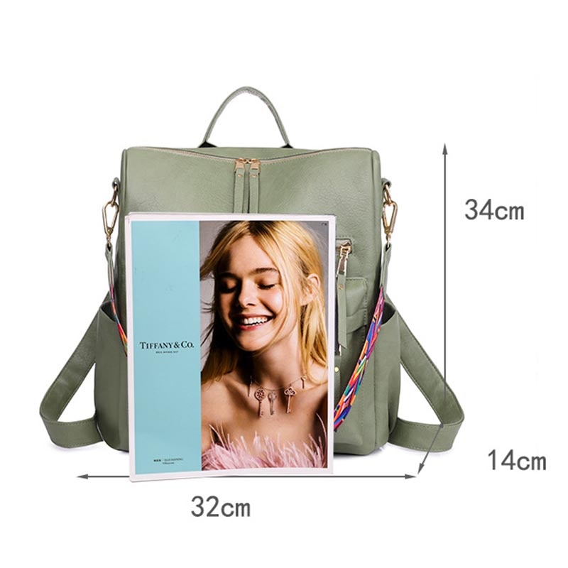 Multifunction Soft Leather Women Waterproof Backpack Capacity Travel Backpack High Quality Retro School Bags for Teenage Girls