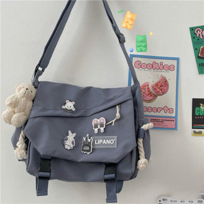 Fashion Shoulder Bags for School Teens Fun Anime Cartoon Large Size Crossbody Bag for Girl Canvas Hip Hop