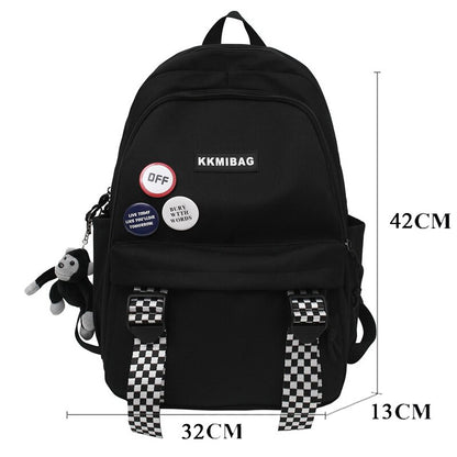 EnoPella Fashion Waterproof Backpack Cute Nylon simple Women Student Female Men Black Kawaii College Schoolbags Girl Bag