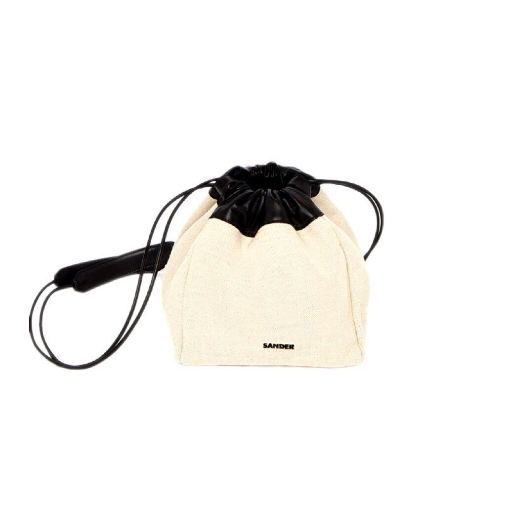 Niche Design Canvas Leather Dumpling Bag INS Drawstring Crossbody Shoulder Wonton Bucket Bag Dual-use Ladies
