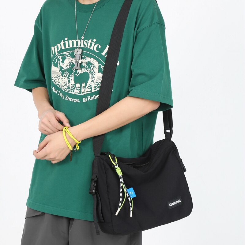 Fashion Simple Design Women&#39;s Shoulder Bag Quality Nylon Couple Messenger Bag Young People Fabric Bookbag Student School Bag Sac