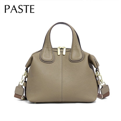 New Fashion Grey Hobo Tote Large 2 Straps Women Shoulder Bag 100% Real Leather Ladies Handbag Cowhide Business Work Hand Bag