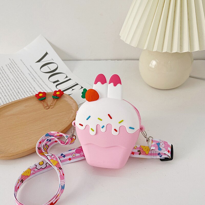 Cute Ice Cream Silicone Messenger Bag Cartoon Friut Children Kids Shoulder Crossbody Fashion Girls Coin Purse Wallet Handbags
