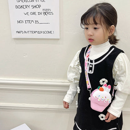 Cute Ice Cream Silicone Messenger Bag Cartoon Friut Children Kids Shoulder Crossbody Fashion Girls Coin Purse Wallet Handbags