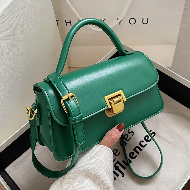 Vintage Portable Handbag Women&#39;s Fashion Solid Color Chain Messenger Bag Female Leisure Small Bag