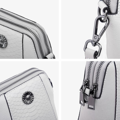 Genuine Leather Small Cross body Phone bags Crocodile Pattern double Zipper Mini cellphone purse with adjustable leather strap