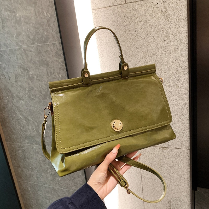 Solid Color Shoulder Bag Pu Leather Women&#39;s Handbag Purse High Capacity Tote Bag Trendy Portable Mobile Female Crossbody Bags