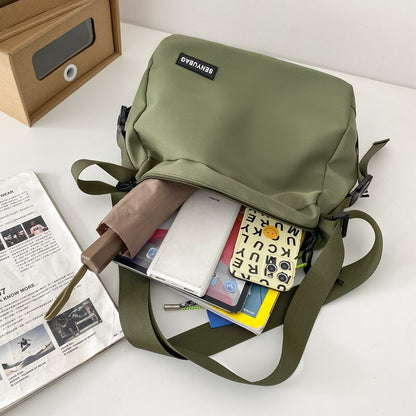 Fashion Simple Design Women&#39;s Shoulder Bag Quality Nylon Couple Messenger Bag Young People Fabric Bookbag Student School Bag Sac