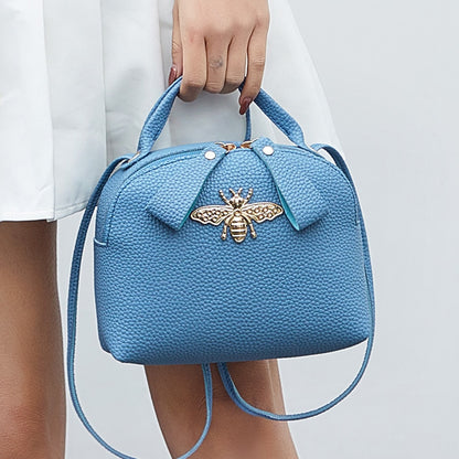 Women Small Handbag Famous Design Fashion Versatile Round Bag Mini Messenger Crossbody Metal Bee Decoration Cute Side Purse